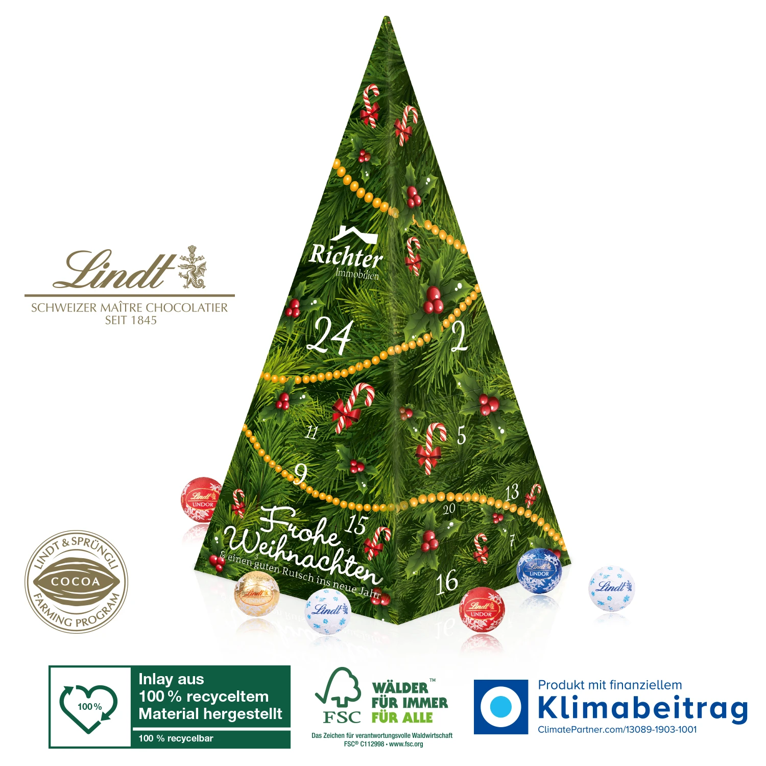 KleineGeschen Geschaft -KleineGeschen Geschaft 95378 Adventskalender Lindt Weihnachtspyramide W 35676