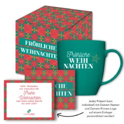 Weihnachtstasse "Fröhliche Weihnachten" -KleineGeschen Geschaft Montage Verpackung mit Tasse Einleger 80010