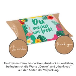 Pillowbox "Du Machst Uns Froh" - Haribo Tropifrutti -KleineGeschen Geschaft montag pillowbox Du machst uns froh Kartonage 92100