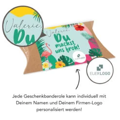 Pillowbox "Du Machst Uns Froh" - Haribo Tropifrutti -KleineGeschen Geschaft montag pillowbox Du machst uns froh Lupe 92101