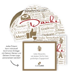 Geschenkpaket "Danke International" - Manner -KleineGeschen Geschaft montage Lotus Ganzjahr Danke Einleger 84216