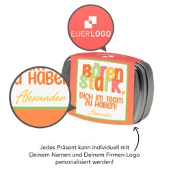 Geschenkdose "Bärenstark" - Haribo Goldbären Mini -KleineGeschen Geschaft montage dose M goldbaeren Lupe 84202